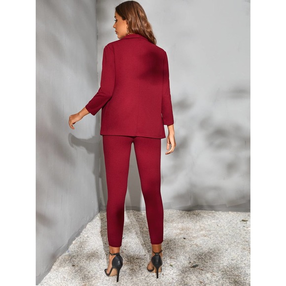 2 piece set pantsuit Open Front Blazer jacket & dress Pants royal blue - Picture 5 of 11